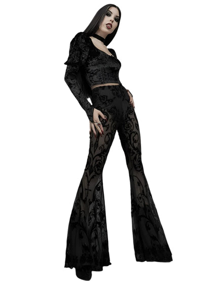 Mesh Occult Black Veil Lace Pants