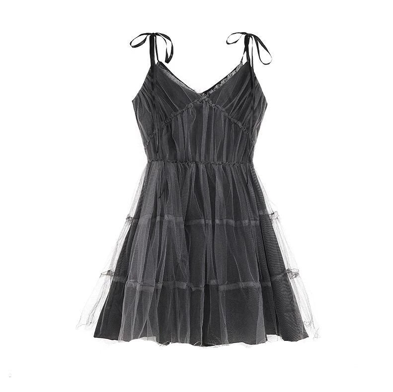 Dark Gray Goth Girl Summer Dress