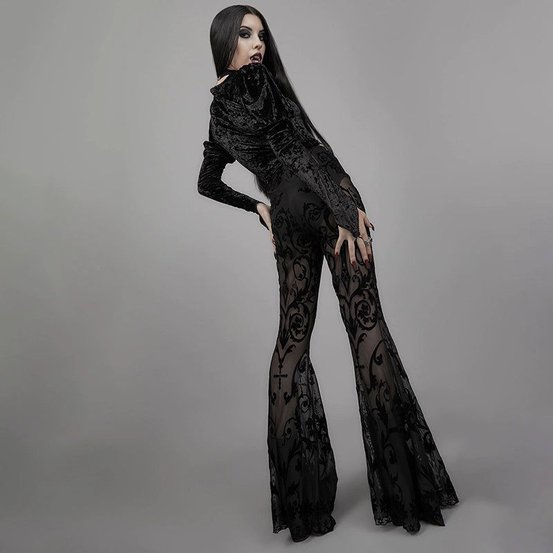 Mesh Occult Black Veil Lace Pants