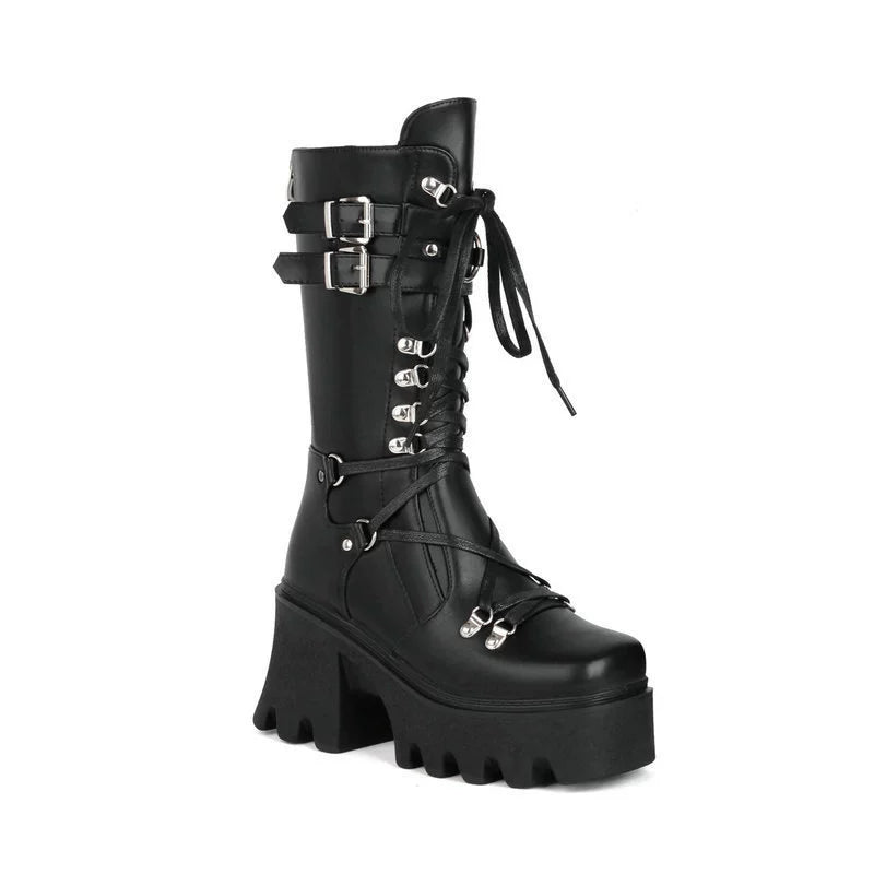 Platform Abstract Lace Punk Boots