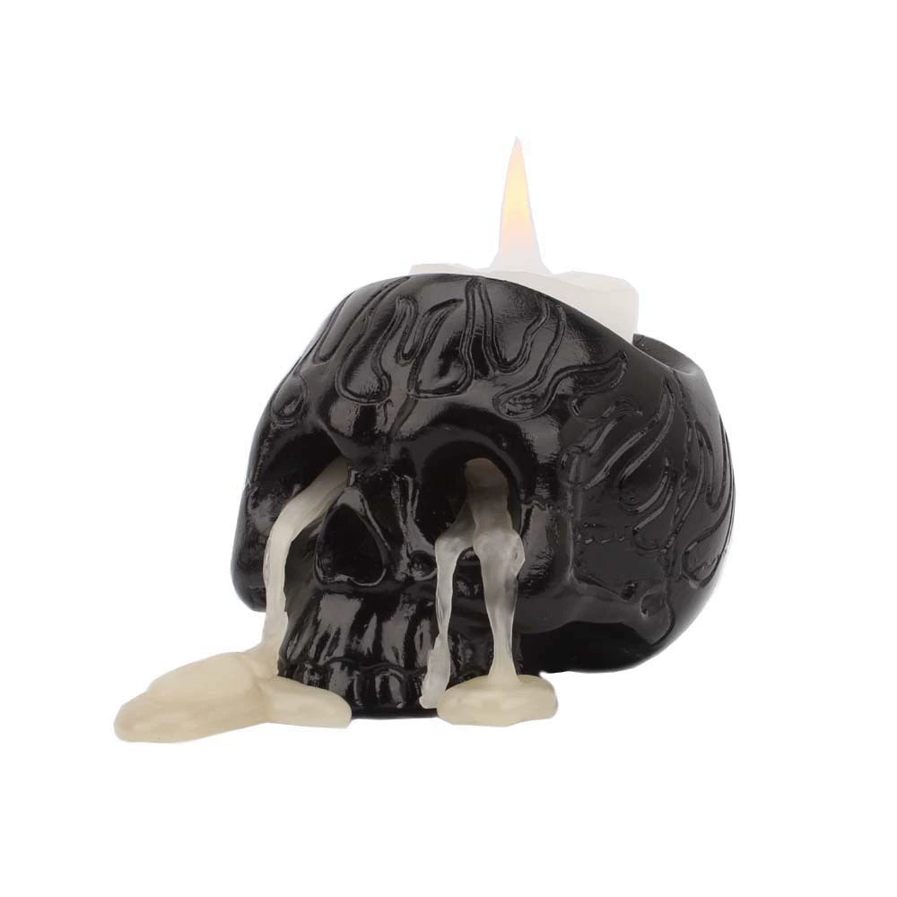 Small Black Skull Candlestick Holder