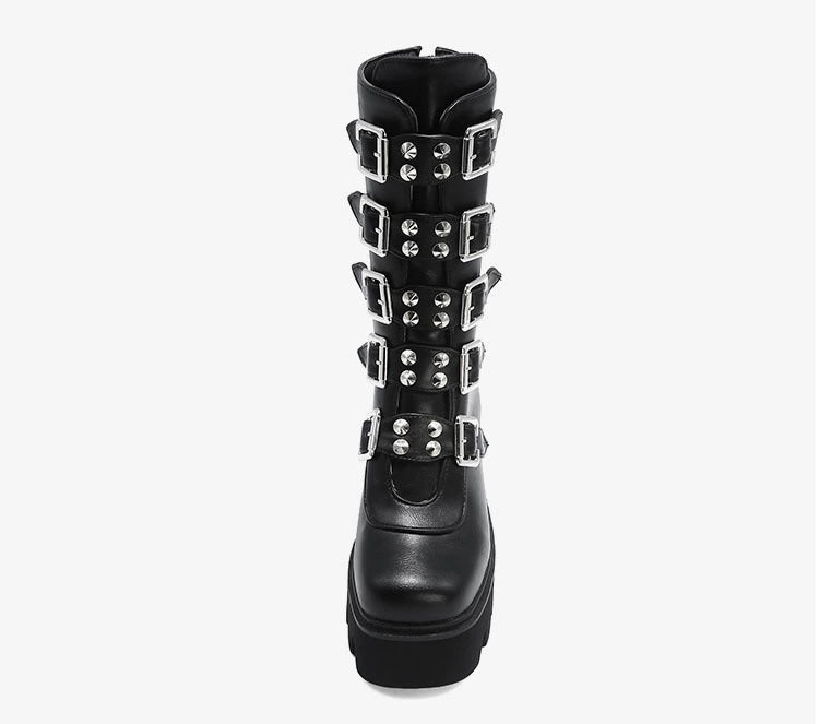 Black Buckle Hell Stomper Boots