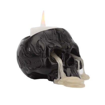 Small Black Skull Candlestick Holder