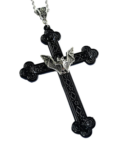 Victorian Goth Bat Cross Necklace