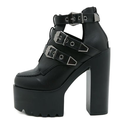 Coffin Buckle Platform Heels