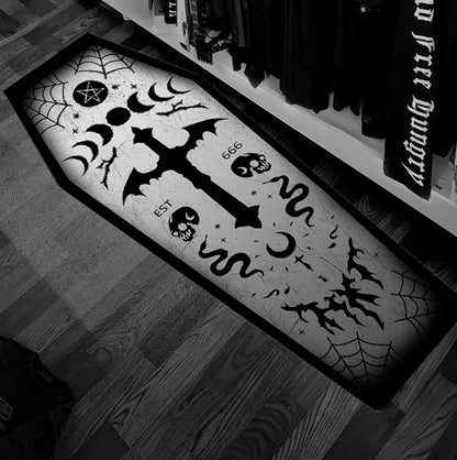 Dark Goth Moon phase Coffin Rug