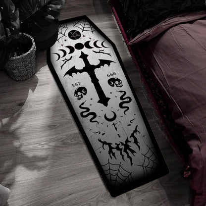 Dark Goth Moon phase Coffin Rug