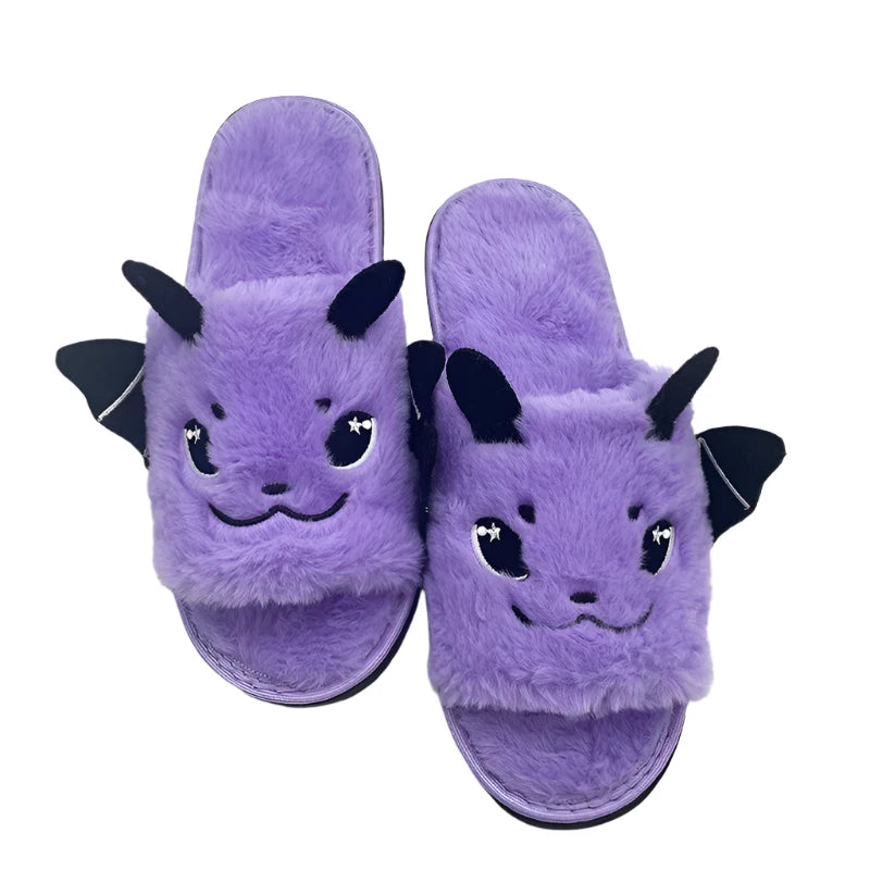 Cute Batty Purple House Slippers