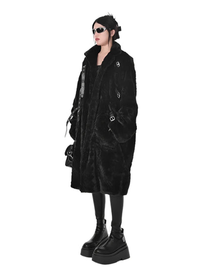 Faux Fur Bondage Long Coat