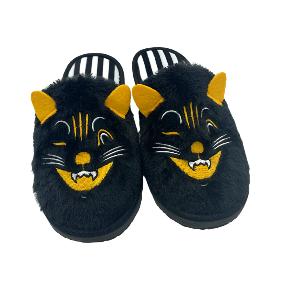 Vintage Halloween Cat House Slippers