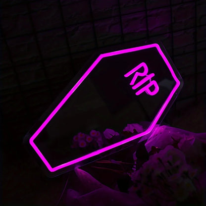 Neon LED Coffin Mirror