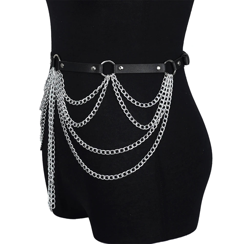 Multi Chain Layered Goth Belt