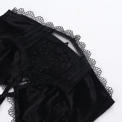 Dark Goth Victorian Lace Embroidered Crop Top