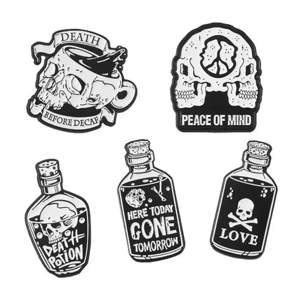 Black and White Enamel Pins