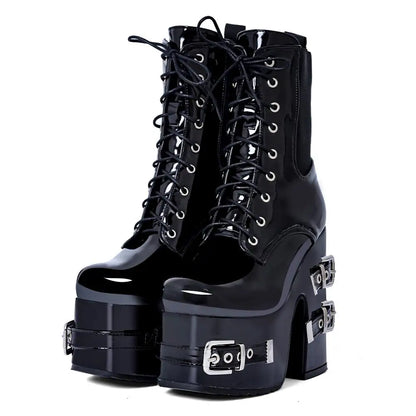 Alternative Buckle Platform Boots