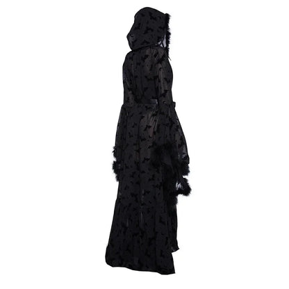 Nocturnal Creature Dark Goth Flare Sleeve Hooded Cardigan Cover