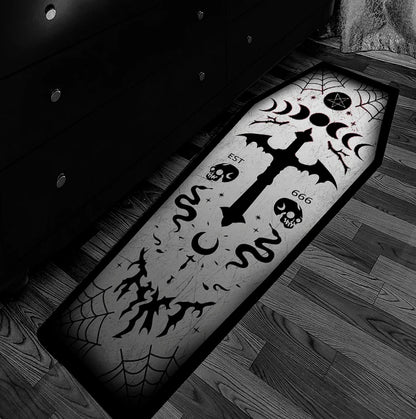 Dark Goth Moon phase Coffin Rug