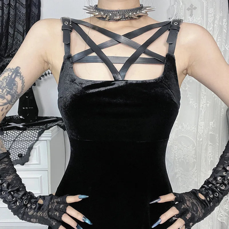 Goth Velvet Pentagram Dress