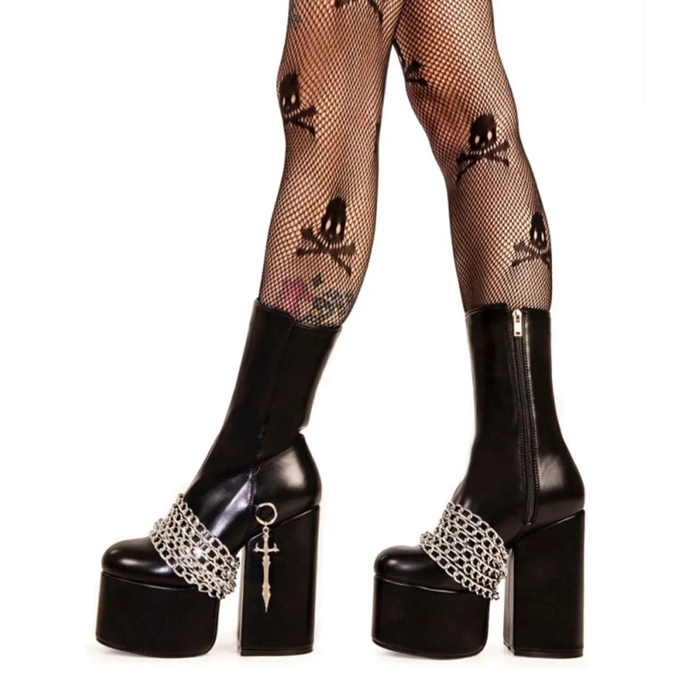 Chained Up Platform Heeled Boots