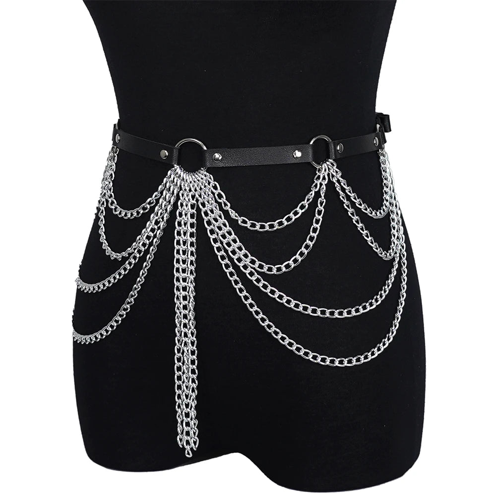 Multi Chain Layered Goth Belt