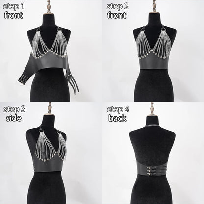 Punk Chained Bra Chest Harness