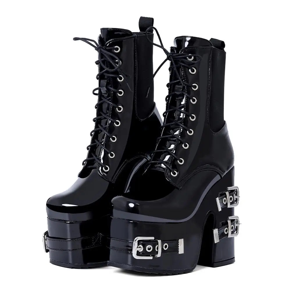 Alternative Buckle Platform Boots