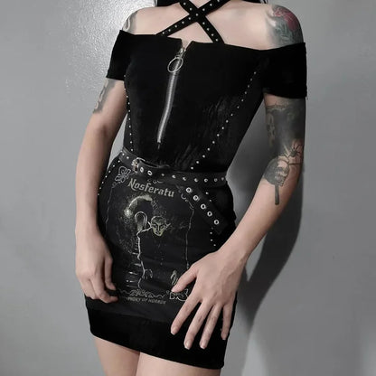 Gothic Velvet Halter Bodysuit