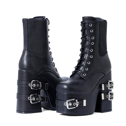 Alternative Buckle Platform Boots