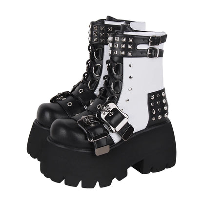 Black and White Punk Platform Boots