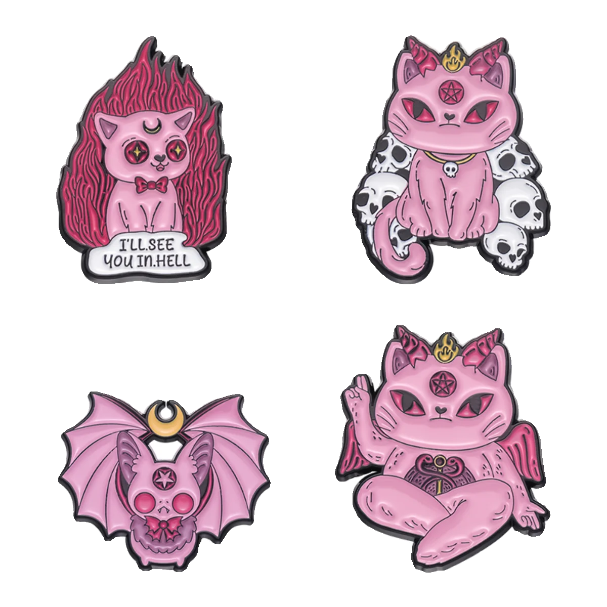 Evil Cat Enamel Pins