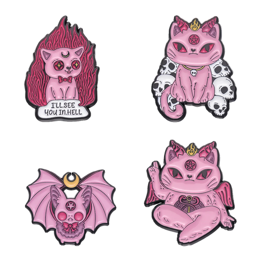 Evil Cat Enamel Pins