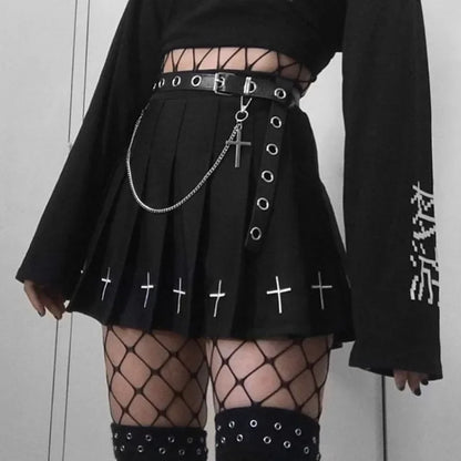 Black High Waist Goth Mini Skirt