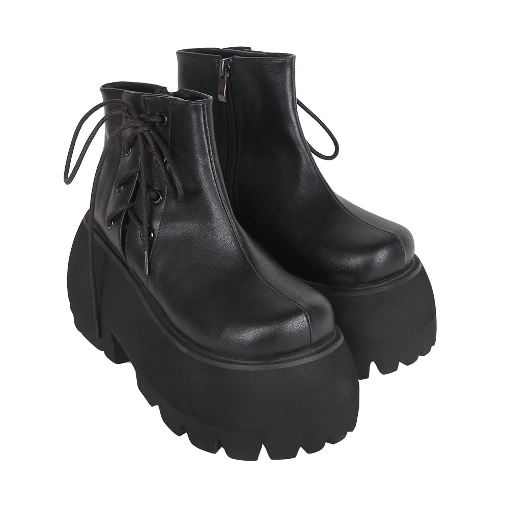 Goth Side Lace Platform Boots