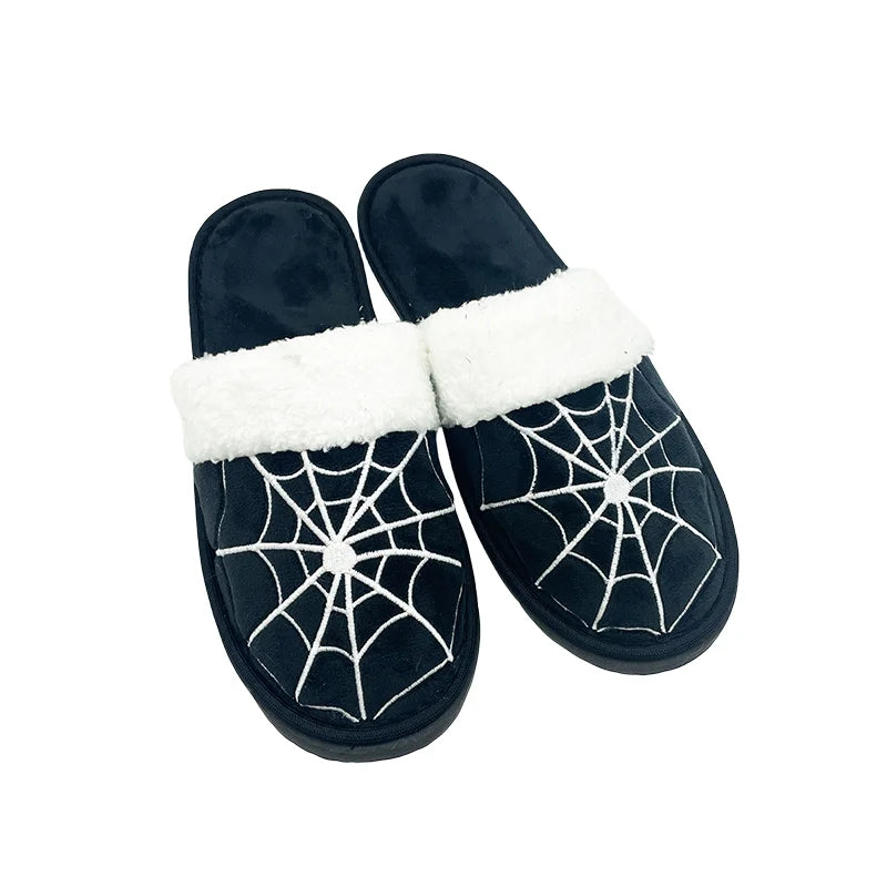 Spider Web Plush House Slippers