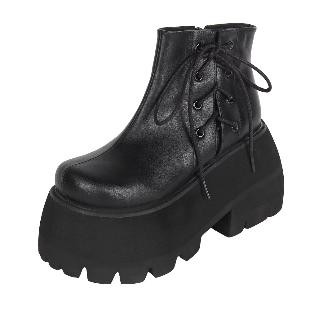 Goth Side Lace Platform Boots