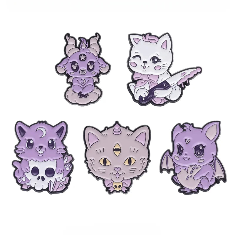 Demon Kitty Enamel Pins