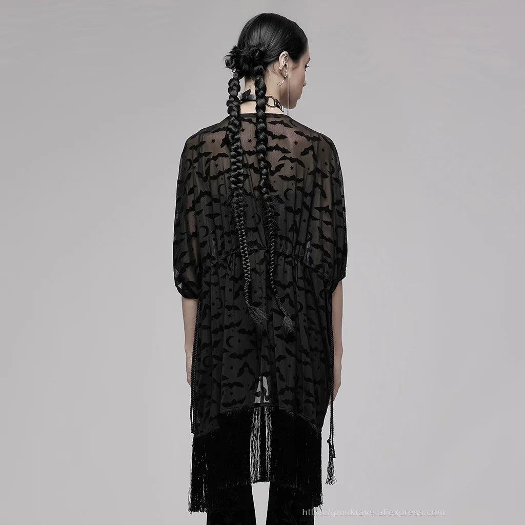 Nocturnal Creature Mesh Tassel Cardigan