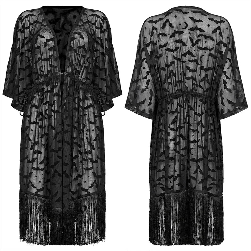 Nocturnal Creature Mesh Tassel Cardigan