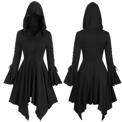 Hooded Gothic Button Up Victorian Coat