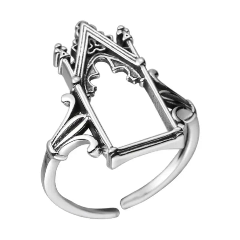 Sterling Silver Plated Gothic Cathedral Ring