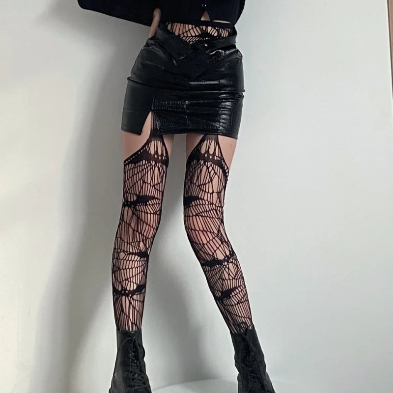 Bat Split Fishnet Tights