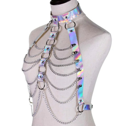 Iridescent Chain Layered Chest Harness