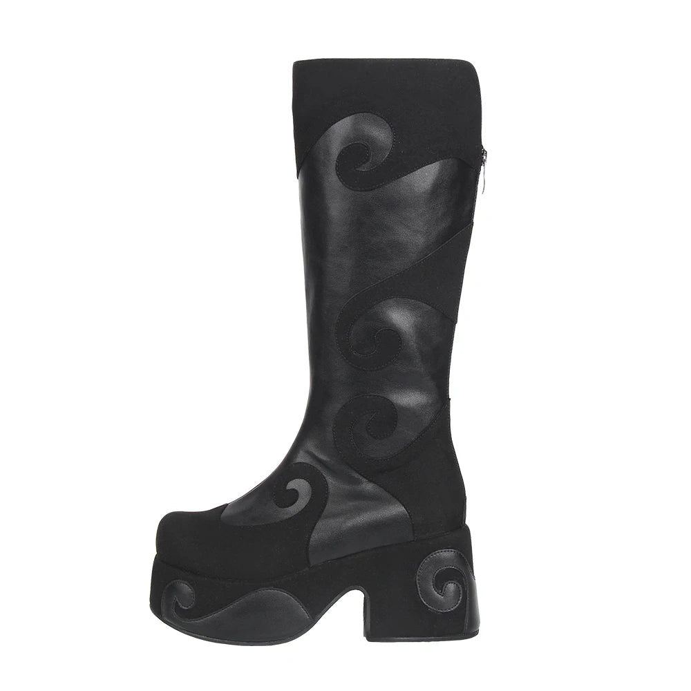 Black Swirl Platform Boots