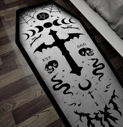 Dark Goth Moon phase Coffin Rug