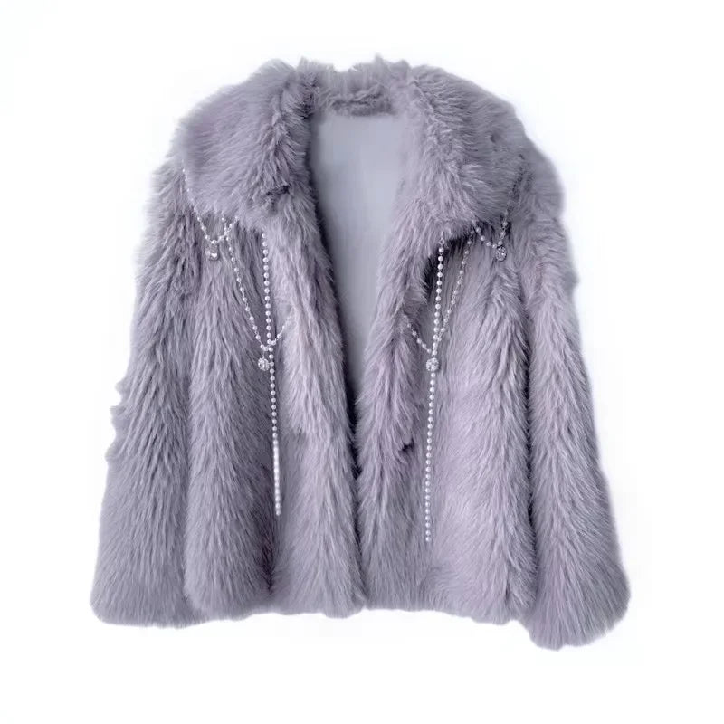 Pastel Goth Purple Faux Fur Coat