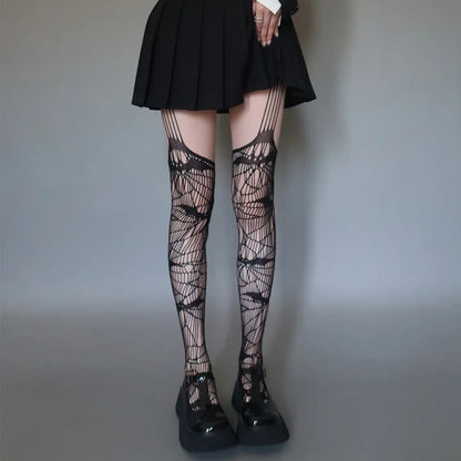 Bat Split Fishnet Tights