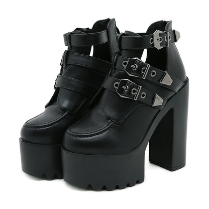 Coffin Buckle Platform Heels