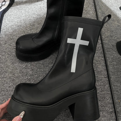 Gothic Platform Heel Vampire Boots