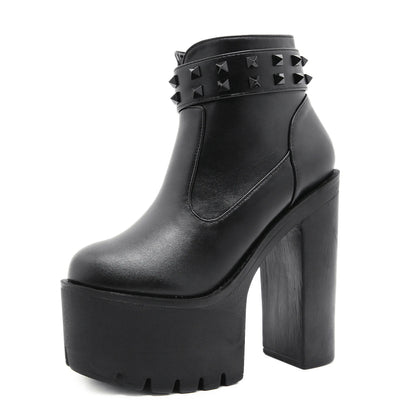 Gothic Black Studded Ankle Boots