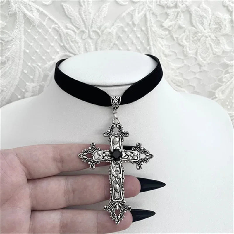 Gothic Vintage Victorian Cross Choker